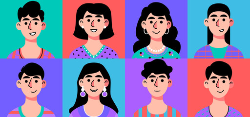 Sticker - Set of different people portraits