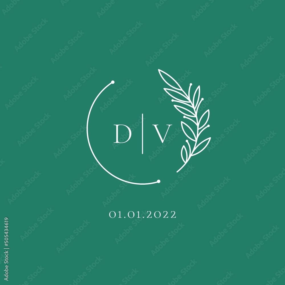 Initial letter DV wedding logo design ideas