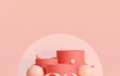 © memorystockphoto - red podium minimal on stage with sweet pink platform. stage to show cosmetic and beverage product. stage summer on pedestal modern 3d studio sweet pink platform