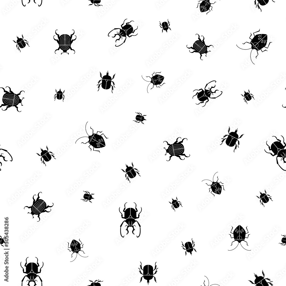 Black And White Bugs Seamless Pattern Vector Repeat With Black Bugs On black-and-white-bugs-seamless-pattern-vector-repeat-with-black-bugs-on