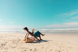 © WavebreakMediaMicro - African american mature woman using digital tablet relaxing on deckchair at beach against sky