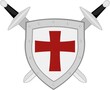 Vector illustration of crossed swords and a shield