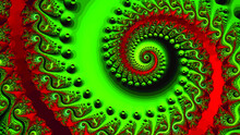 Green And Red Fractal Spiral