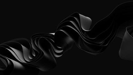 Wall Mural - Abstract black background. Curvy layers wallpaper.