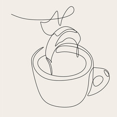 Canvas Print - Continuous drawing of the coffee cup line. Vector illustration