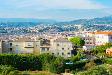 Canvas Print - Nice panorama cityscape mountains France