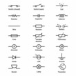 Set of electronic circuit symbols. Schematic circuit diagrams