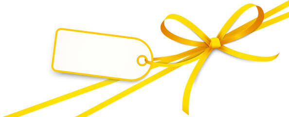 Poster - yellow colored ribbon bow with hang tag