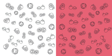 Poster - Tropical fruit.mangosteen doodle pattern vector background.nutrition, Thailand fruits,