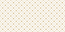 Vector Gold Abstract Floral Seamless Pattern. Elegant Graphic Background. Gold And White Geometric Ornament Texture With Diamonds, Grid, Lattice, Floral Shapes, Leaves. Royal Eastern Style Design