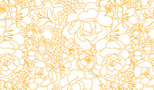 Wallpaper Vector Design With Yellow Floral Outlines