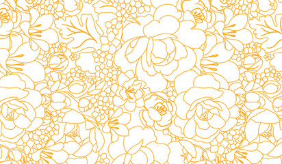 Poster - Wallpaper vector design with yellow floral outlines