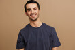 © SHOTPRIME STUDIO - handsome man in gray t-shirts gesture hands smile emotions isolated background