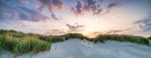 Dune Beach Panorama At Sunset