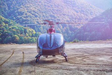 helicopter in the mountains