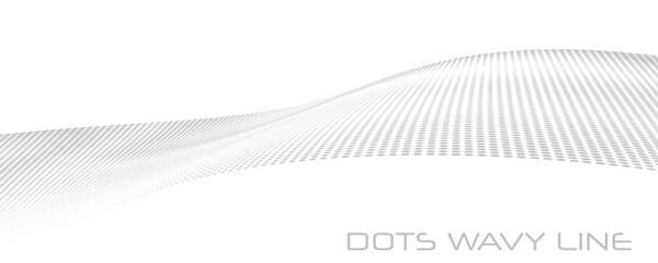 Poster - Grey dots wavy line with halftone effect. Vector graphics
