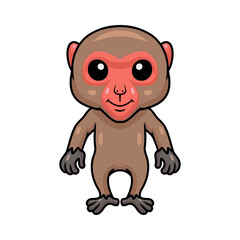 Wall Mural - Cute little japanese macaque cartoon standing