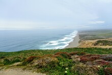 A Scenic View Of The Rugged Northern California Coastline In Point Reyes National Seashore, With Endless Views Of The Pacific Ocean And Steep Cliffs