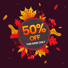 Autumn Sale Banner, Up To 50 Percent Off