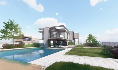 Aufkleber - Architecture design of a luxury house