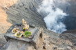 Indonesia - East Java - The humble altar of Ganesha at the edge of Bromo's smoking and seething crater