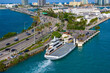 A ferry carrying vehicles to Fisher Island in Miami, Florida.