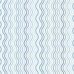 Wall Mural - Blue seamless vector pattern with vertical wavy lines