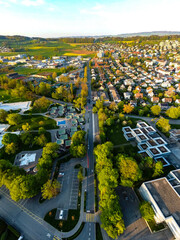 Canvas Print - Vertical aerial shot of city road infrastructure