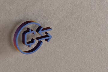 Fototapete - Beautiful abstract illustrations blue Coin  symbol icons on a wall beton background. 3d rendering illustration. Background pattern for design..