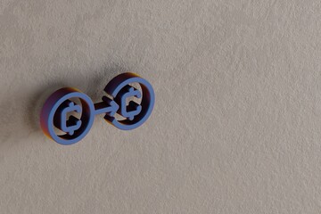 Fototapete - Beautiful abstract illustrations blue Cryptocurrency Coin save  symbol icons on a wall beton background. 3d rendering illustration. Background pattern for design..