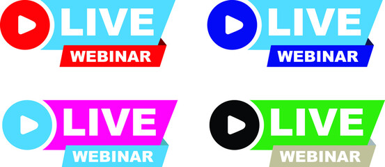 Live stream Button. Live Webinar concept for Button, Live Stream sign, button of live streaming, broadcasting. Live broadcast. The red symbol of live broadcasting and live broadcasting.