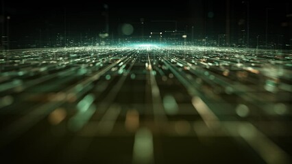 Wall Mural - hitech space scifi network landcape background/ 4k animation of an abstract digital data business te