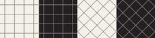 Black White Plaid Pattern Set. Seamless Stitched Neutral Windowpane Tartan Check Set For Scarf, Skirt, Dress, Shirt, Trousers, Jacket, Other Modern Spring Summer Autumn Winter Fashion Fabric Design.