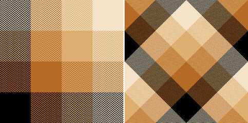 Wall Mural - Abstract plaid pattern in brown, gold, black, beige. Herringbone textured Scottish tartan check print for spring autumn winter flannel shirt, scarf, blanket, duvet cover, other modern fabric design.