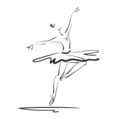 Poster - art sketched beautiful young ballerina in ballet pose