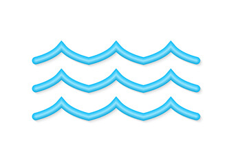 Canvas Print - water wave 3d icon. sea, ocean, river line symbol. blue waves design. vector illustration.