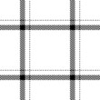 Abstract check plaid pattern in black and white. Seamless asymmetric herringbone windowpane tartan plaid for spring summer autumn winter scarf, jacket, dress, other modern fashion textile print. 