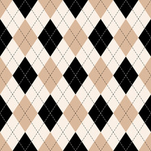 Argyle Pattern Print In Beige, Brown, Black. Neutral Geometric Stitched Vector Graphic For Gift Paper, Socks, Sweater, Jumper, Other Modern Spring Summer Autumn Winter Textile Or Paper Design.