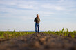© Zoran Zeremski - Senior farmer walking in corn field examining crop at sunset.
