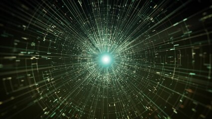 Wall Mural - hitech space scifi network landcape background/ 4k animation of an abstract digital data business te