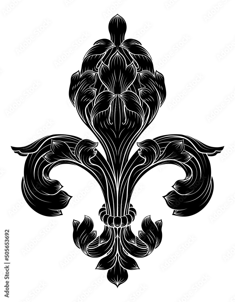 Fleur De Lis Lily Lys Flower Royal Heraldic Symbol Stock Vector | Adobe  Stock