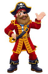 Wall Mural - Pirate Fun Captain Cartoon Character Mascot