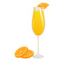 Mimosa cocktail.Refreshing summer alcoholic drink with orange and champagne.Vector illustration.The concept of drinks.