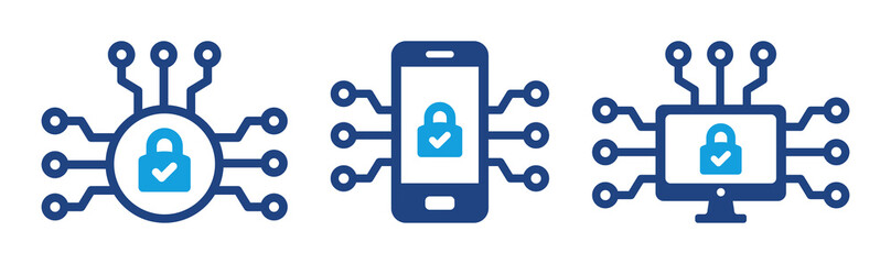 Aufkleber - Vector cybersecurity icon set. Network security, data protection icon. Technology concept.