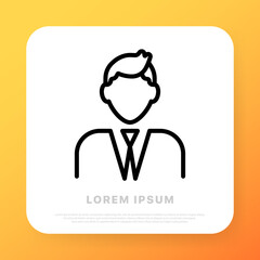 Wall Mural - Employee line icon. Man in a suit, office, work, tie, profession, think, job, smart, person. Business concept. Vector line icon for Business and Advertising
