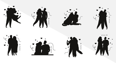 Poster - Hug day men women Silhouettes Vector.zip, Hug day Silhouettes Vector