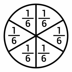 Canvas Print - one sixth fraction circle with fraction number