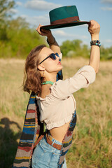 Wall Mural - girl enjoying sunny day