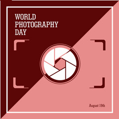 Wall Mural - world photography day red vector design, vector illustration and text