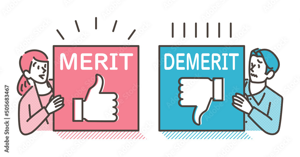 Merit Demerit Comparison【Vector illustration】 Stock Vector | Adobe Stock